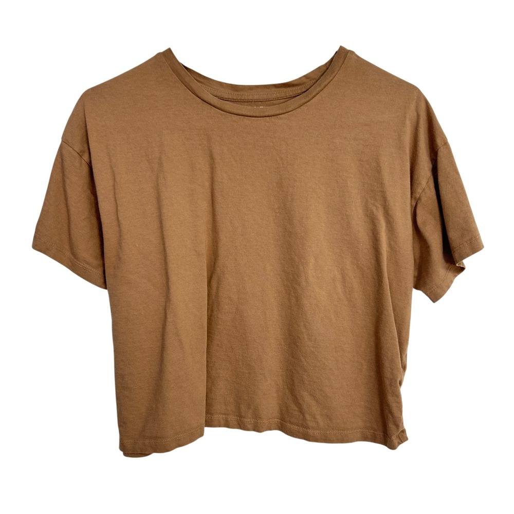 ISA & ELLA Organic Cotton Boxy Crop‎ Tee XL Brown Minimalist Earthy Sustainable